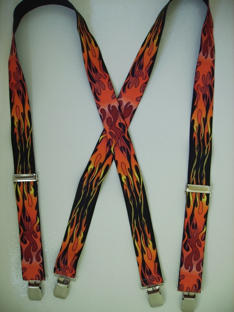 FLAMES RED, YELLOW AND BLACK 1 1/2"x 48" With 2 Strong Chrome Adjusters And 4 Grips. UB220K48FLRD